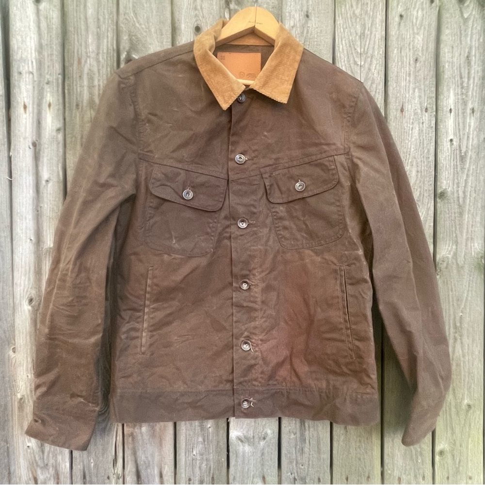 Taylor Stitch Brown Canvas Jacket with Tan Corduroy Collar